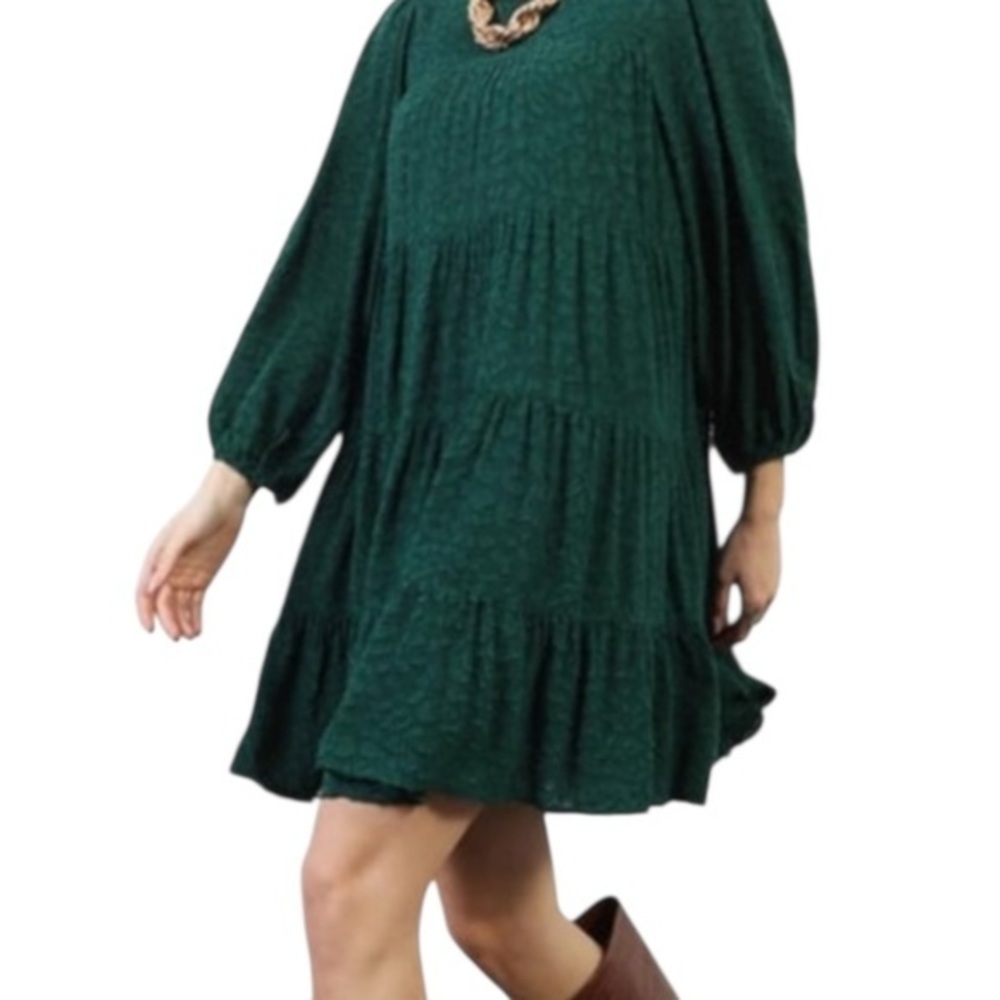 Zara Balloon Sleeve Jacquard Dress
